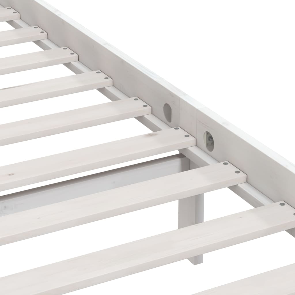Bed Frame without Mattress White Solid Wood 200x200 cm