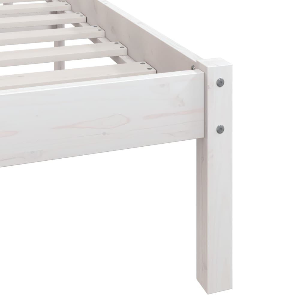 Bed Frame without Mattress White Solid Wood 200x200 cm