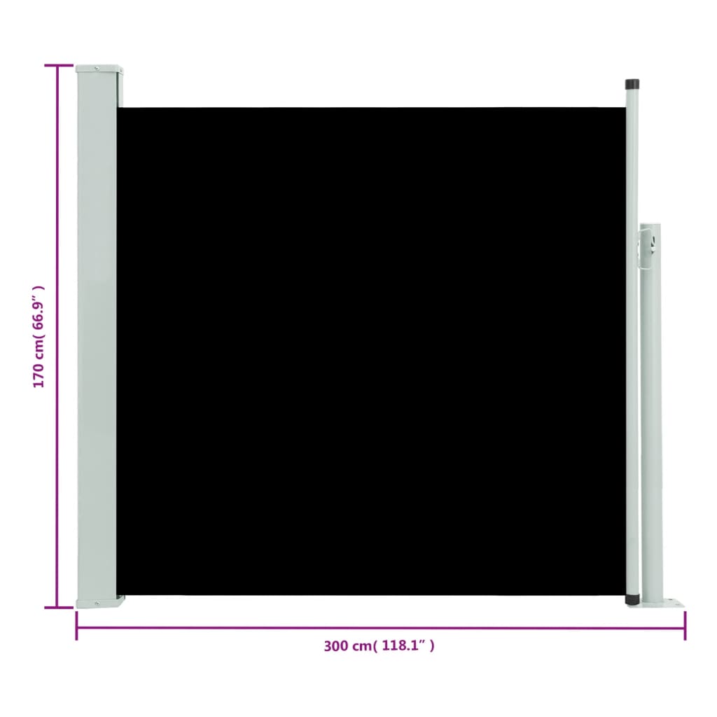 Patio Retractable Side Awning 170x300 cm Black