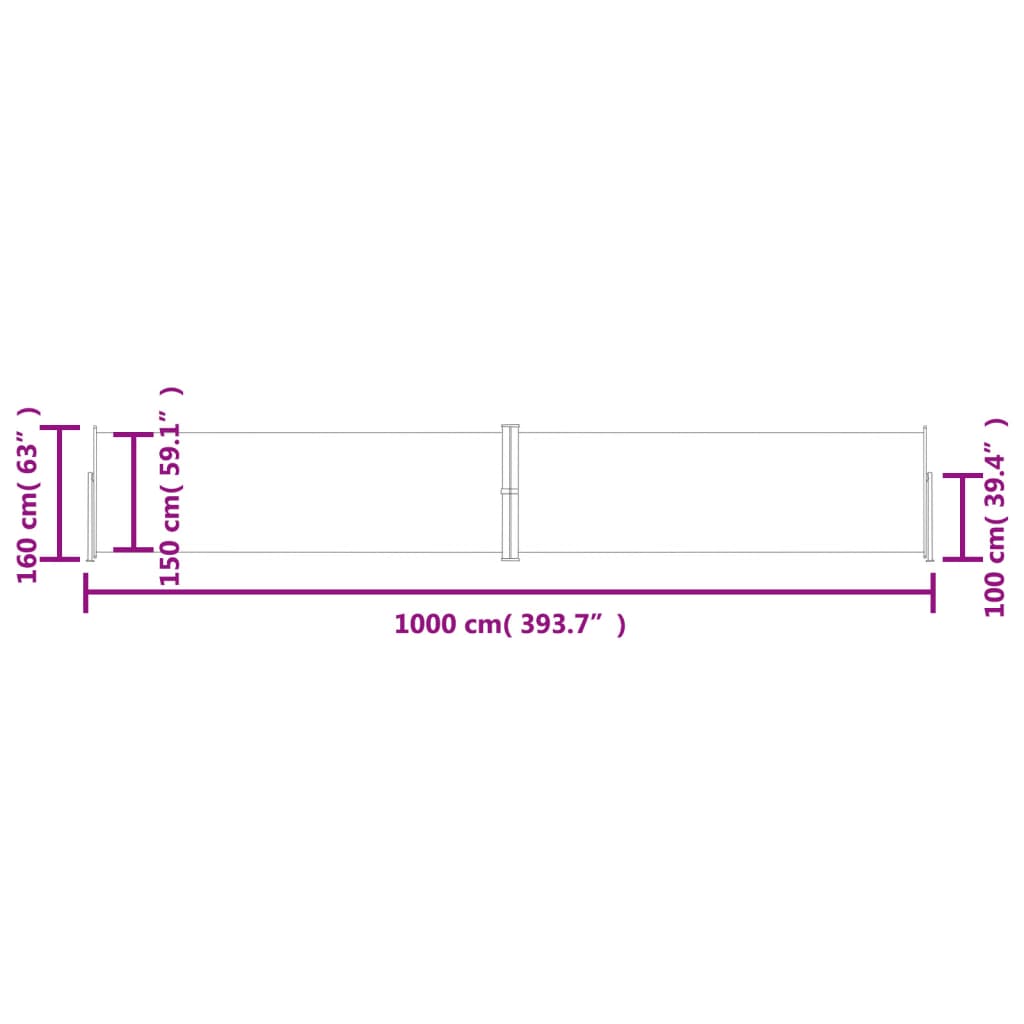 Retractable Side Awning Brown 160x1000 cm