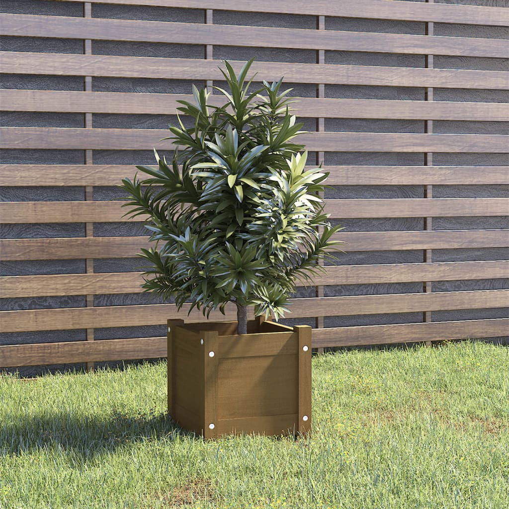 Garden Planter Honey Brown 31x31x31 cm Solid Pinewood