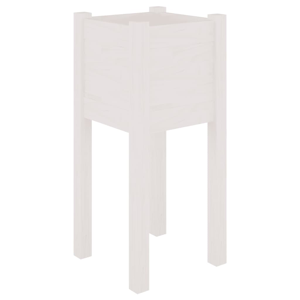 Garden Planter White 31x31x70 cm Solid Pinewood
