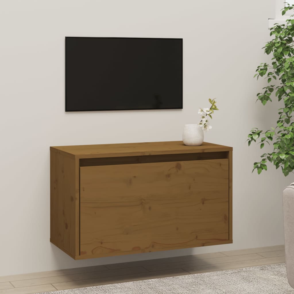 Wall Cabinet Honey Brown 60x30x35 cm Solid Pinewood