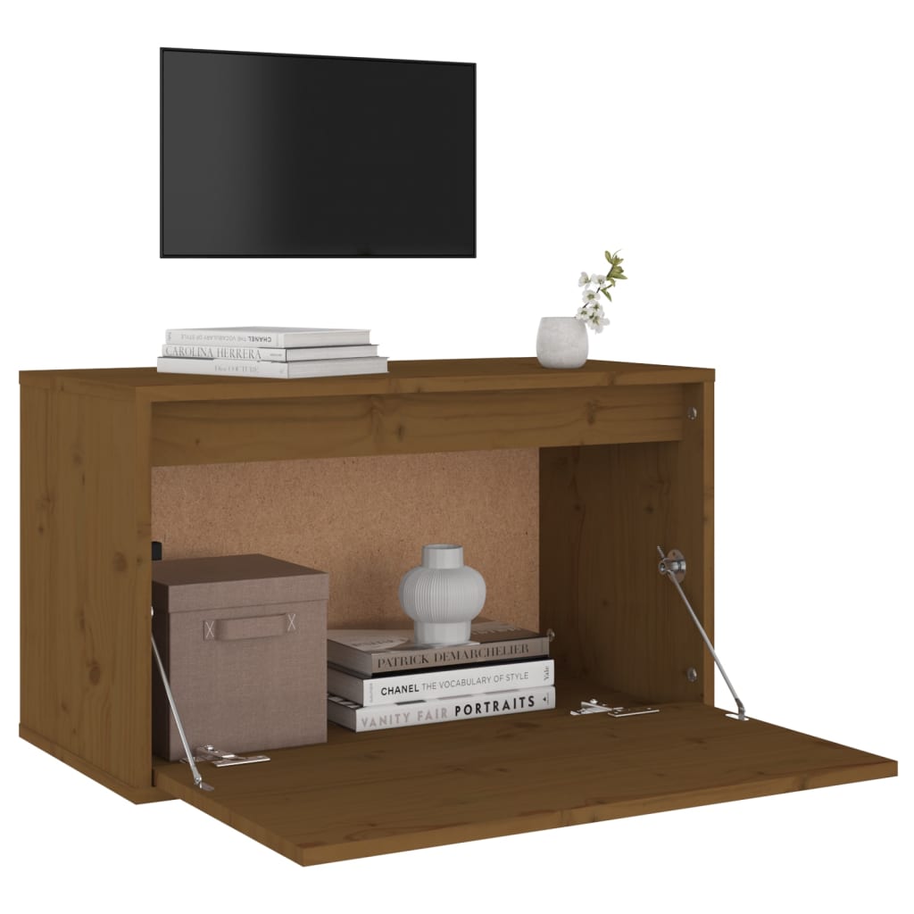 Wall Cabinet Honey Brown 60x30x35 cm Solid Pinewood