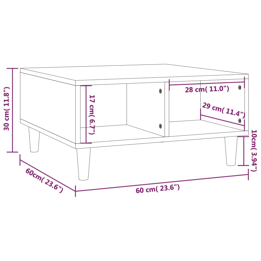 Coffee Table Smoked Oak 60x60x30 cm Engineered Wood