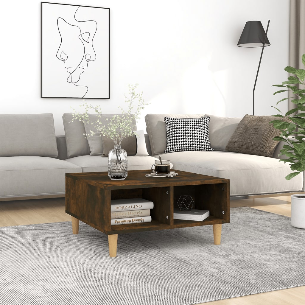 Coffee Table Smoked Oak 60x60x30 cm Engineered Wood