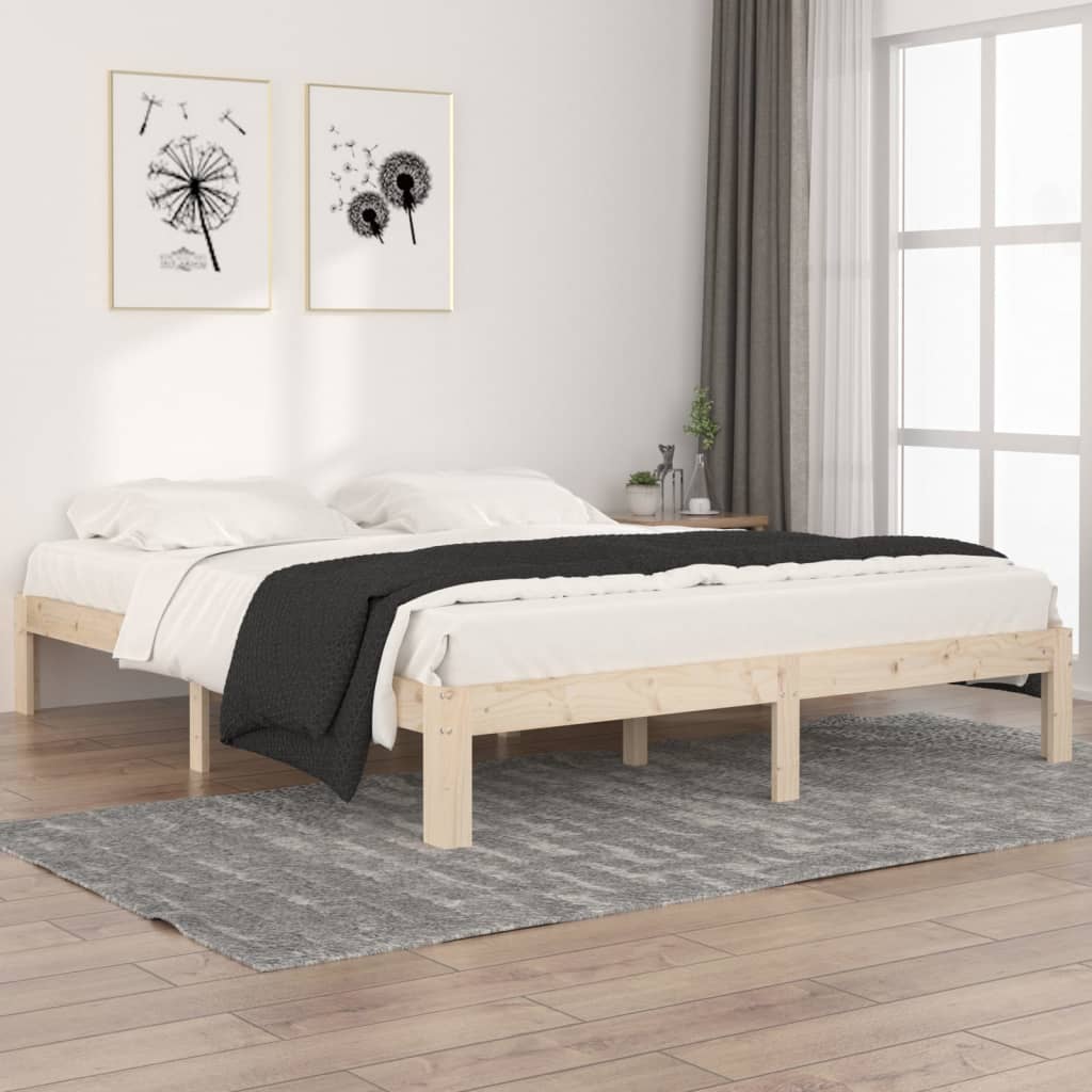 Bed Frame without Mattress Solid Wood Pine 160x200cm