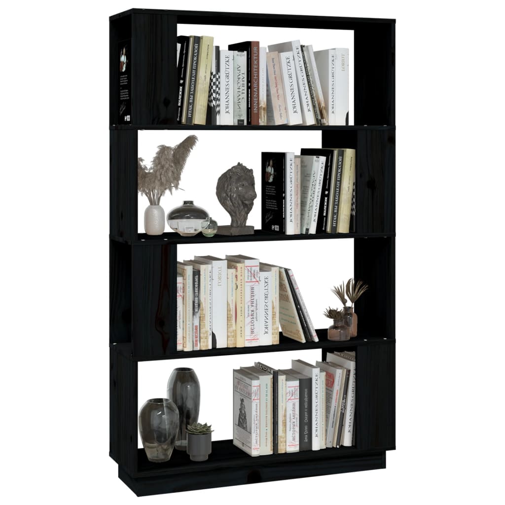 Book Cabinet/Room Divider Black 80x25x132 cm Solid Wood Pine