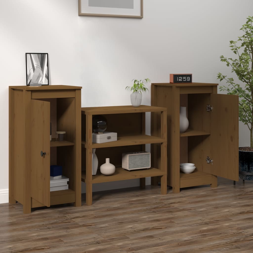 Sideboards 2 pcs Honey Brown 39x35x80 cm Solid Wood Pine