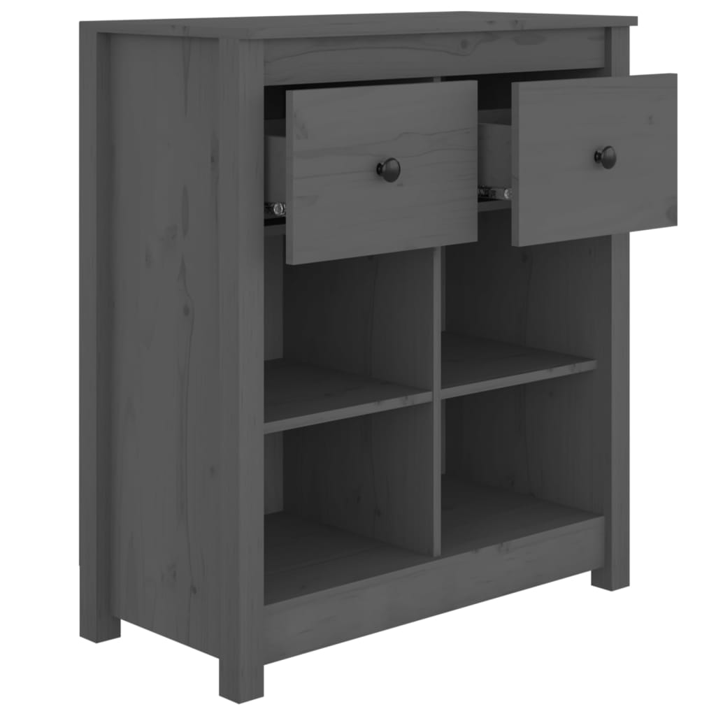 Sideboard Grey 70x35x80 cm Solid Wood Pine