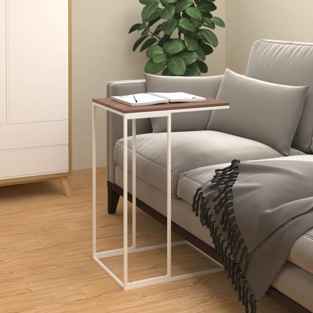 Side Table White 40x30x59 cm Engineered Wood