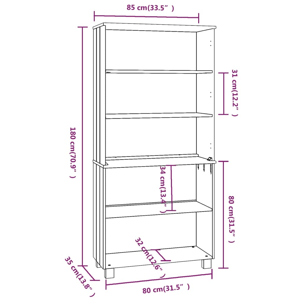Highboard HAMAR Solid Wood Pine Light Grey
