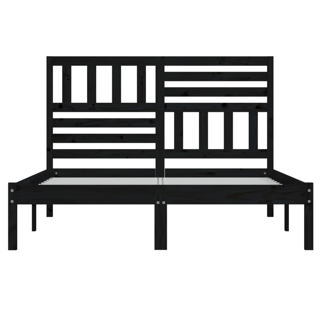 Bed Frame without Mattress Black 150x200 cm King Size Solid Wood Pine