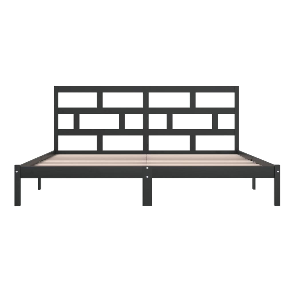 3101242 vidaXL Bed Frame without Mattress Black Solid Wood Pine 200x200 cm (810041+814218)