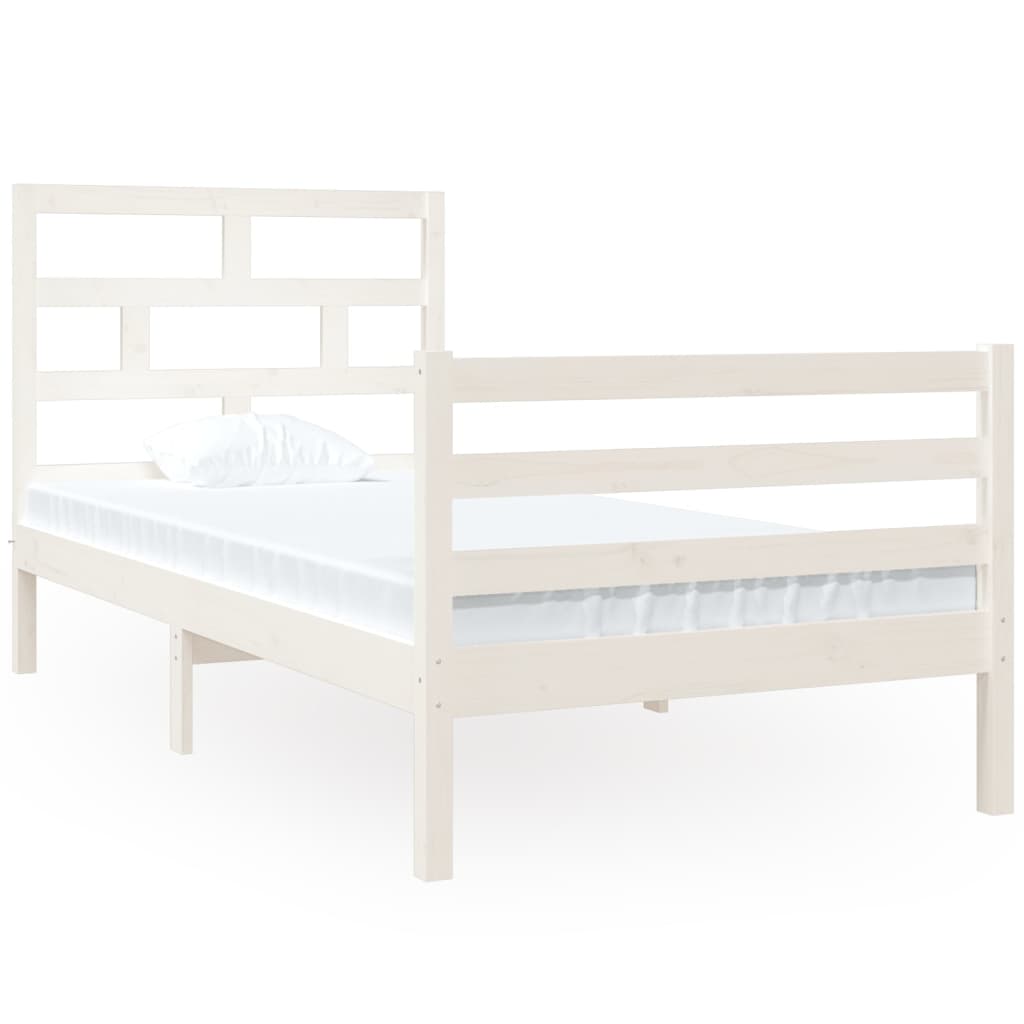 Bed Frame without Mattress White 90x190 cm Single Single Solid Wood