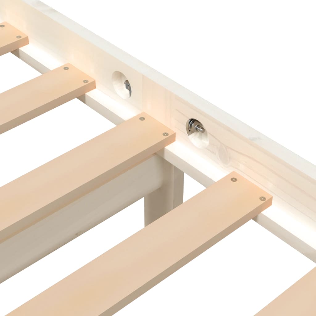 Bed Frame without Mattress White Solid Wood King Size