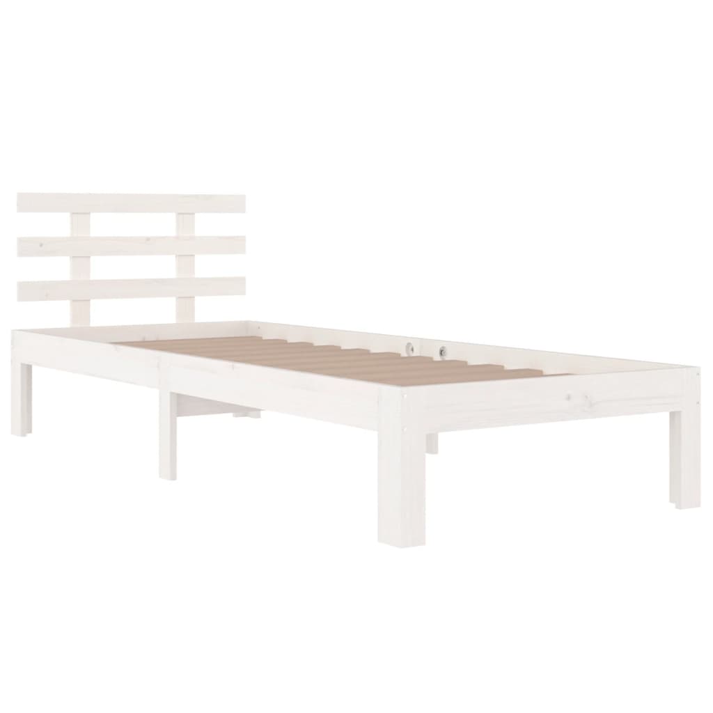 Bed Frame without Mattress White Solid Wood 100x200 cm