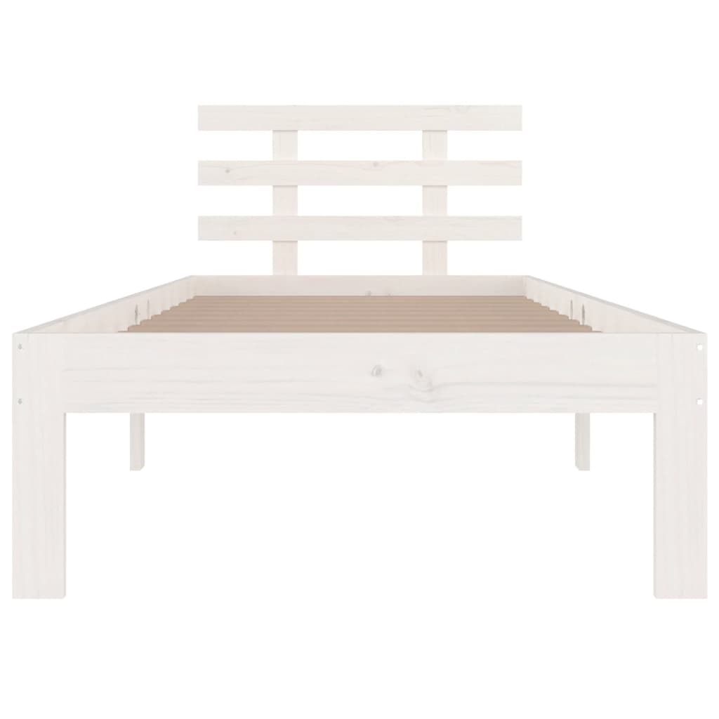 Bed Frame without Mattress White Solid Wood 100x200 cm