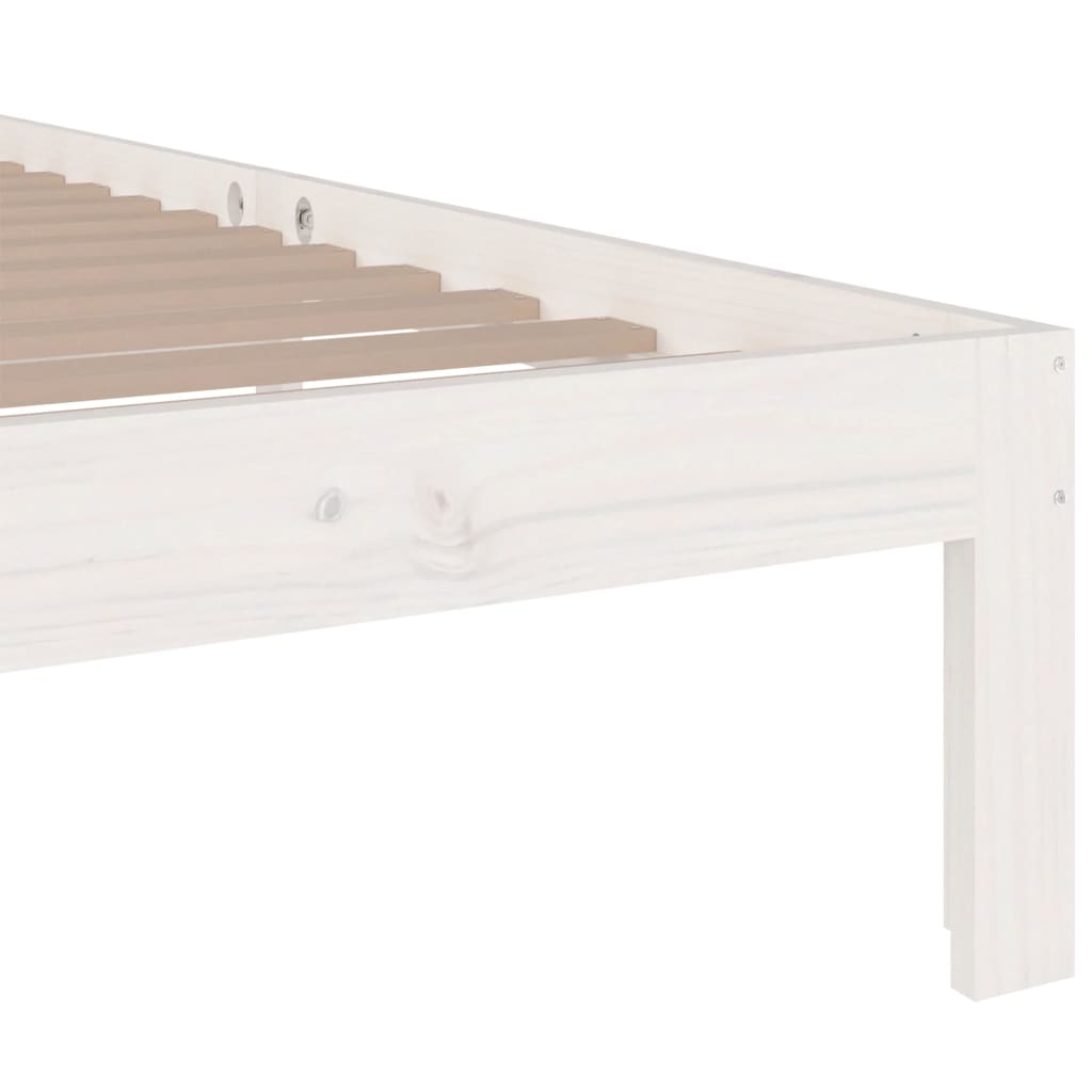 Bed Frame without Mattress White Solid Wood 100x200 cm