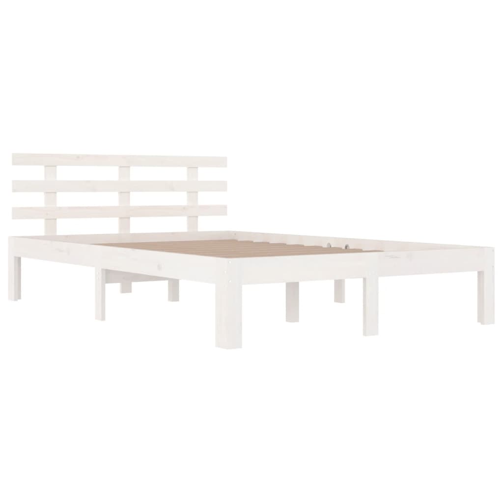 Bed Frame without Mattress White Solid Wood 140x200 cm