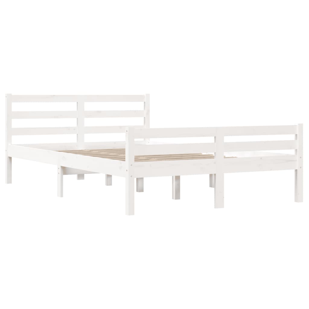 Bed Frame without Mattress White Solid Wood 140x200 cm