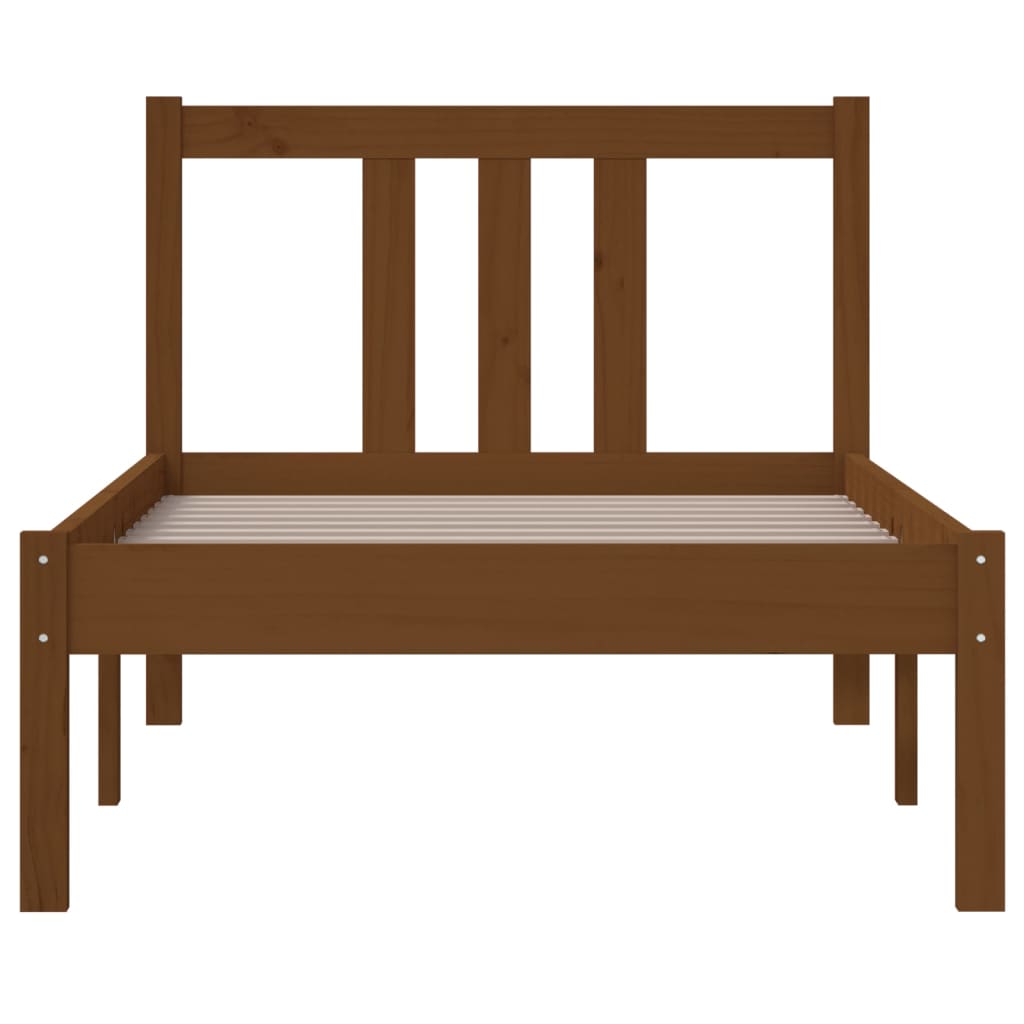Bed Frame without Mattress Honey Brown Solid Wood 75x190 cm Small Single