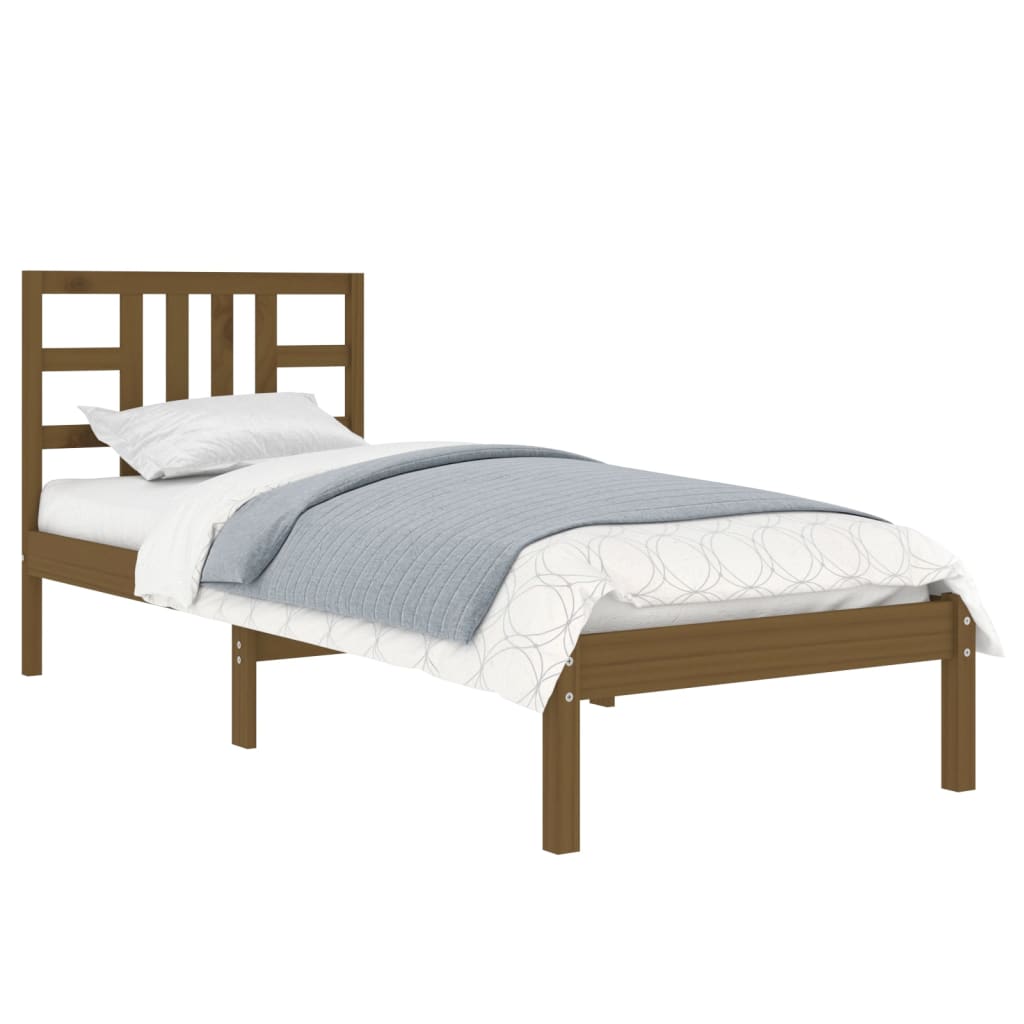 Bed Frame without Mattress Honey Brown 100x200 cm Solid Wood
