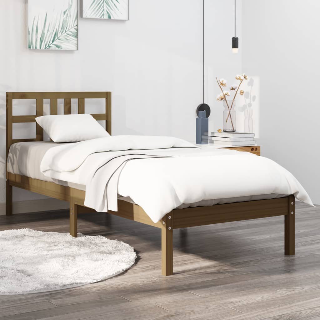 Bed Frame without Mattress Honey Brown 100x200 cm Solid Wood