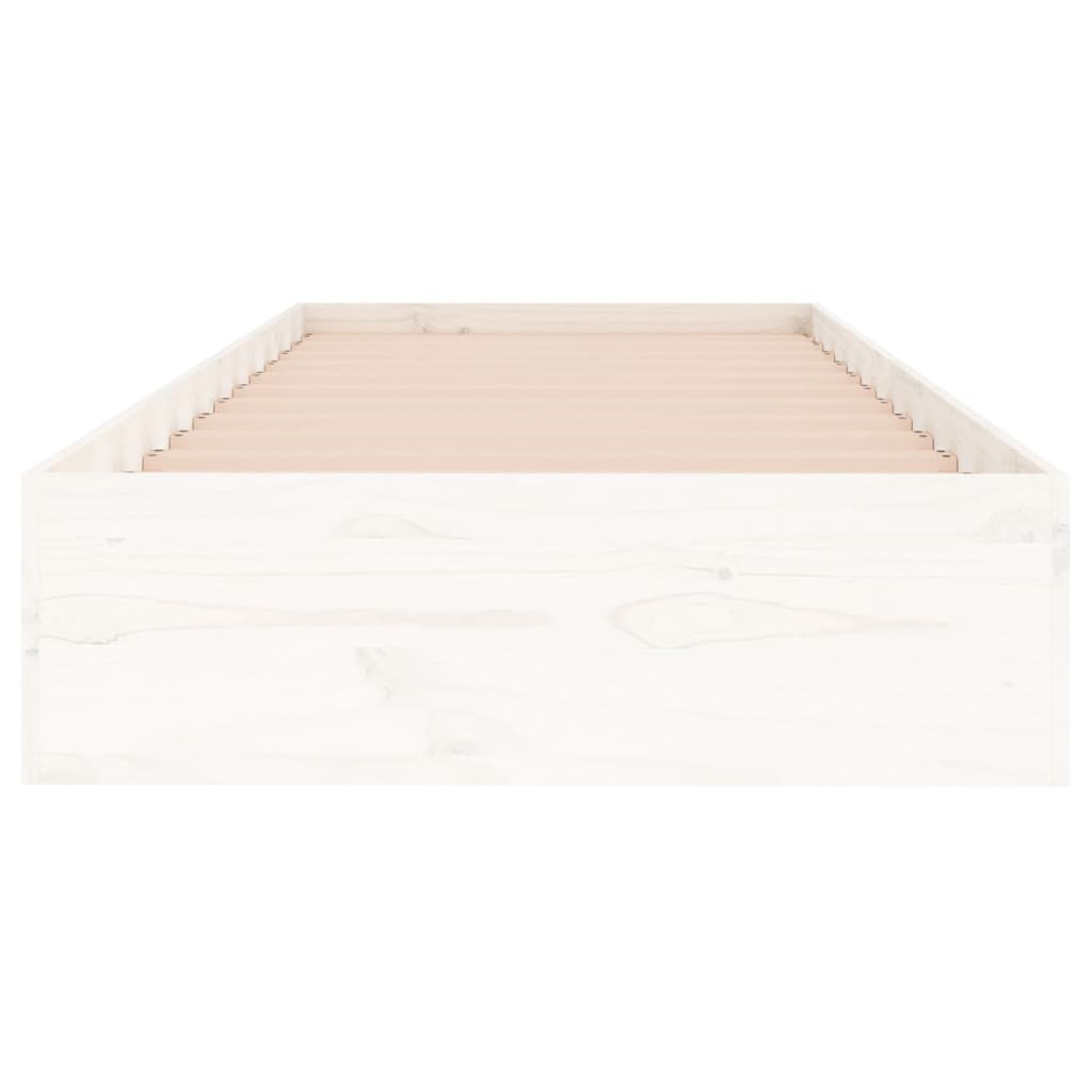 Bed Frame without Mattress White Solid Wood 75x190 cm Small Single