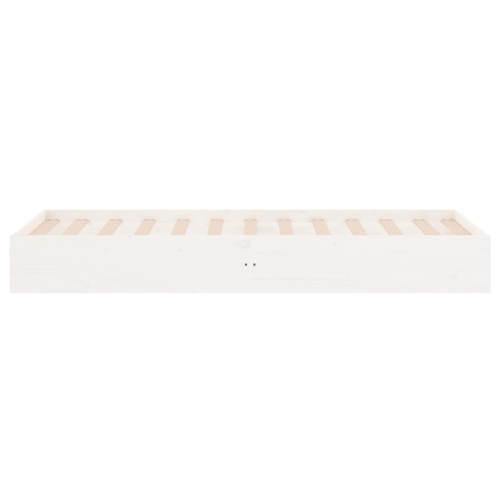 Bed Frame without Mattress White Solid Wood 75x190 cm Small Single