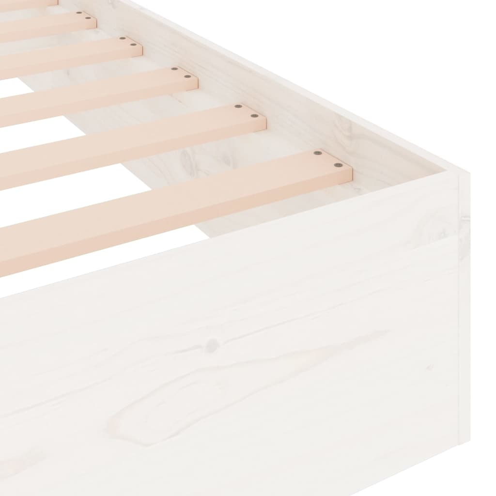 Bed Frame without Mattress White Solid Wood 75x190 cm Small Single