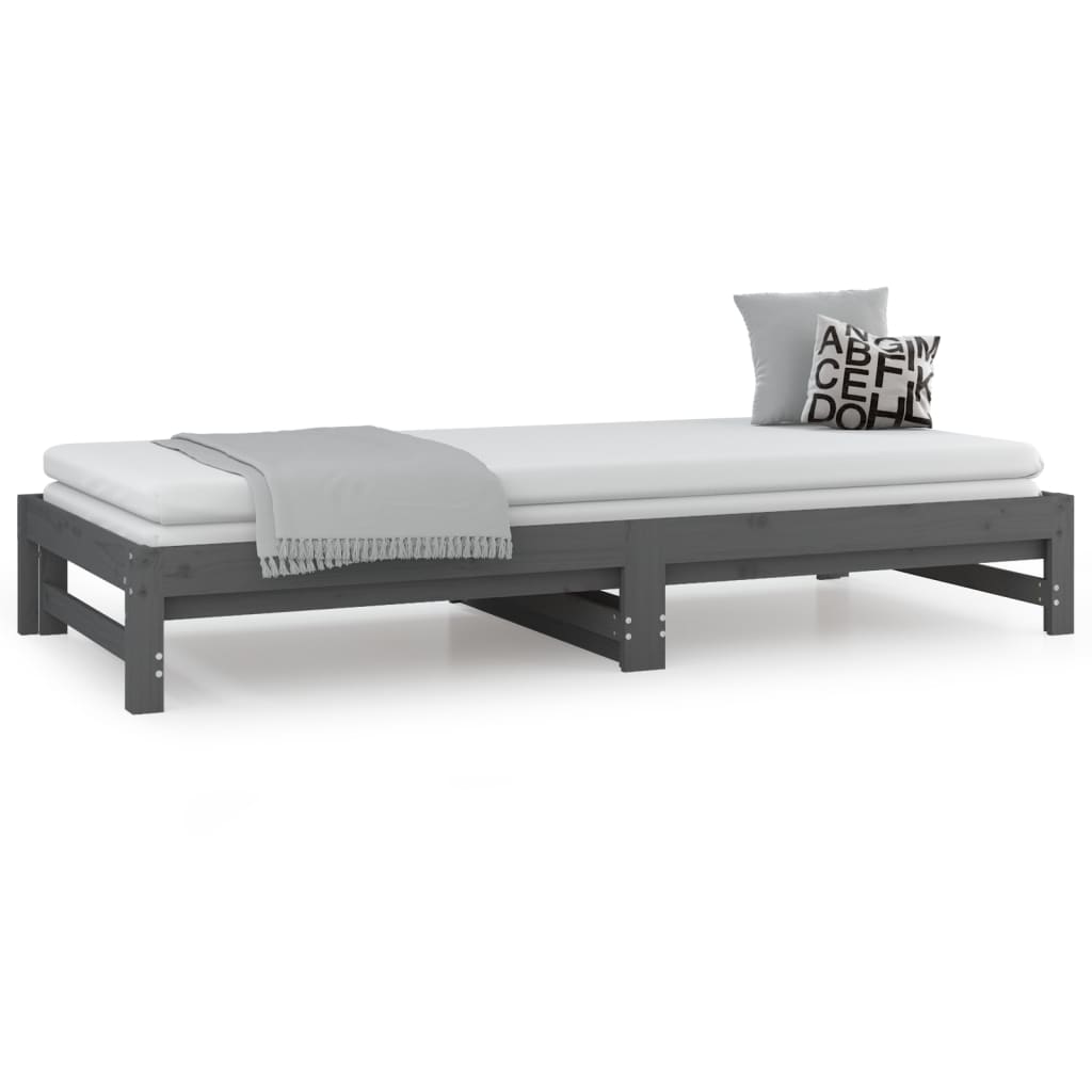 Pull-out Day Bed without Mattress Grey 2x(90x200) cm