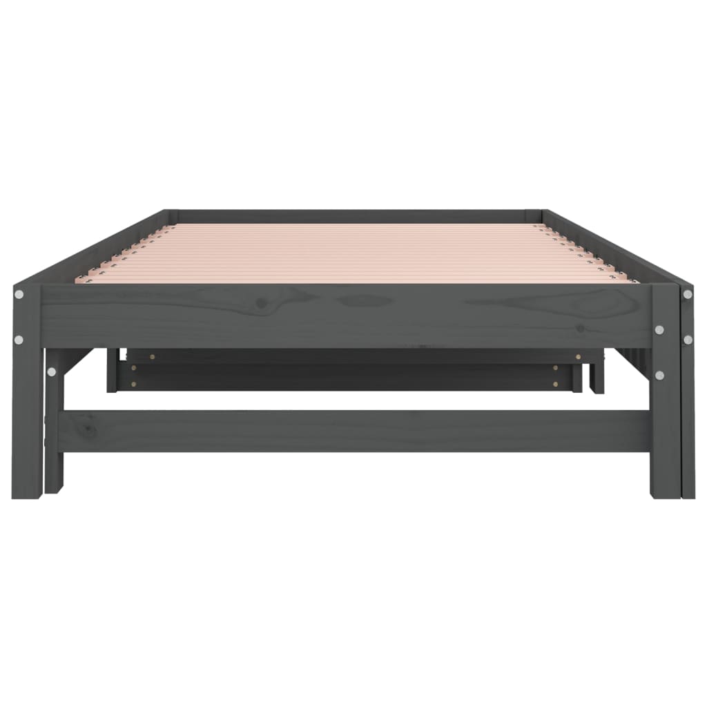 Pull-out Day Bed without Mattress Grey 2x(90x200) cm