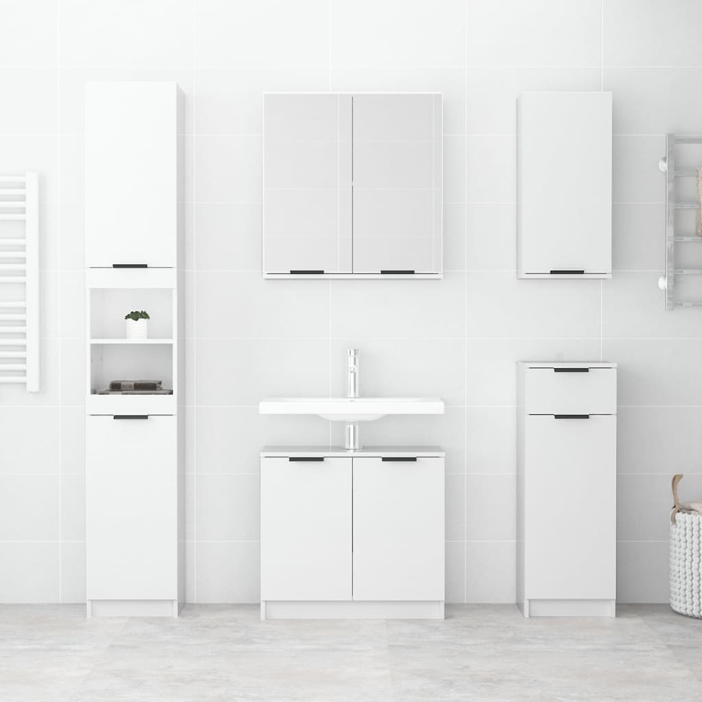 Bathroom Cabinet High Gloss White 32x34x188.5cm Engineered Wood