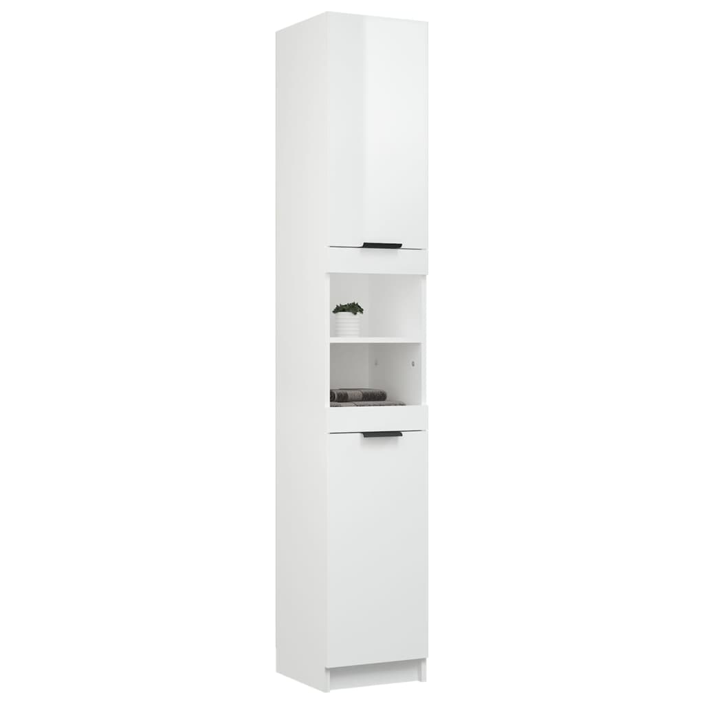 Bathroom Cabinet High Gloss White 32x34x188.5cm Engineered Wood