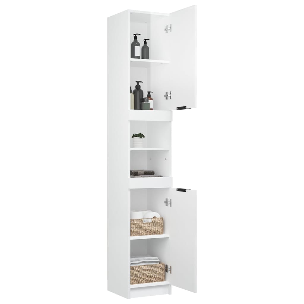 Bathroom Cabinet High Gloss White 32x34x188.5cm Engineered Wood