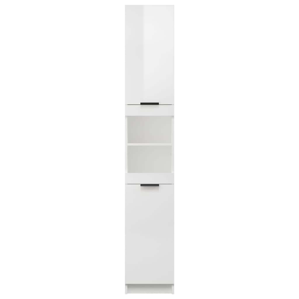 Bathroom Cabinet High Gloss White 32x34x188.5cm Engineered Wood