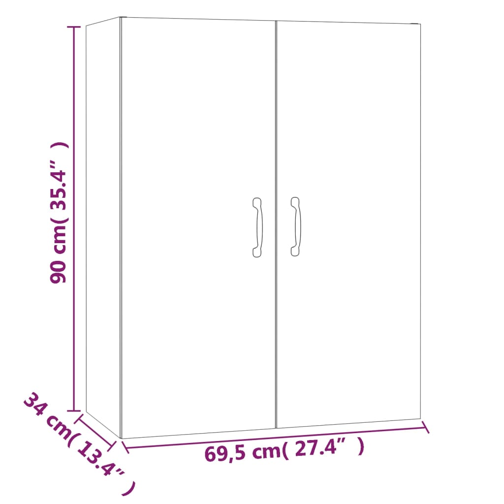 Hanging Cabinet Concrete Grey 69,5x34x90 cm Engineered Wood