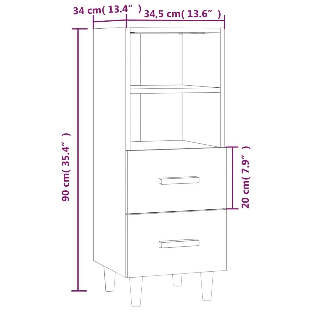 Sideboard Concrete Grey 34.5x34x90 cm Engineered Wood