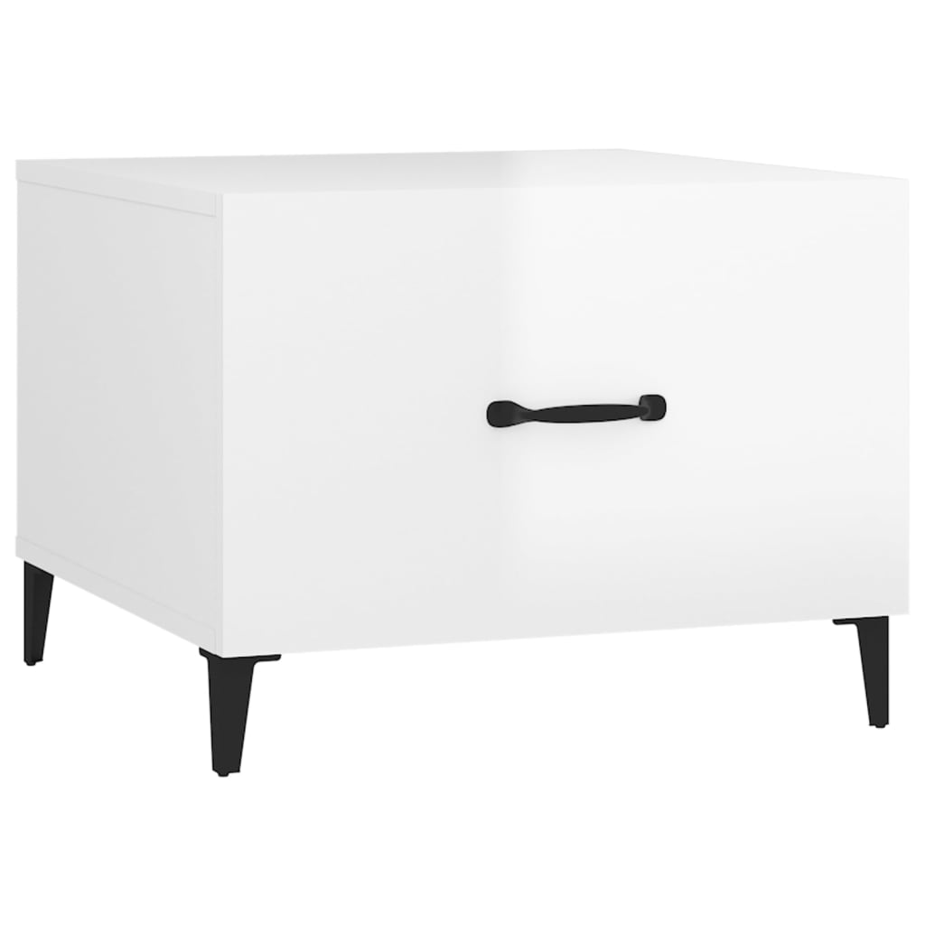 Coffee Table with Metal Legs High Gloss White 50x50x40 cm