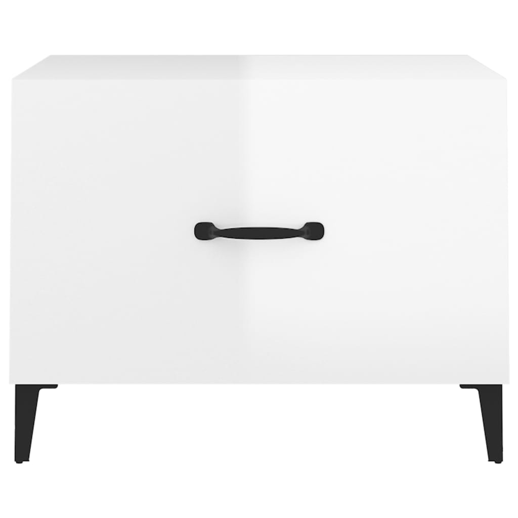 Coffee Table with Metal Legs High Gloss White 50x50x40 cm