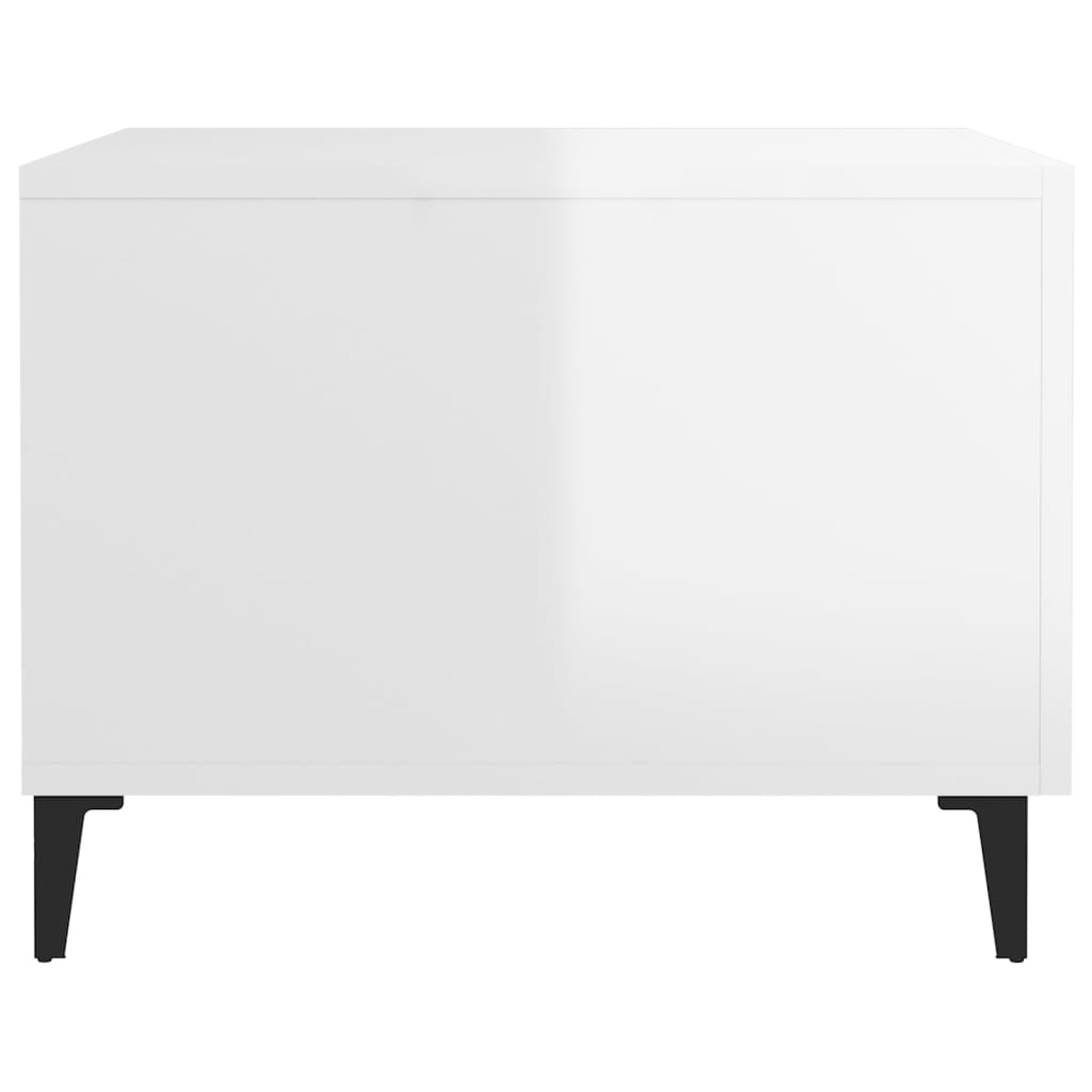 Coffee Table with Metal Legs High Gloss White 50x50x40 cm