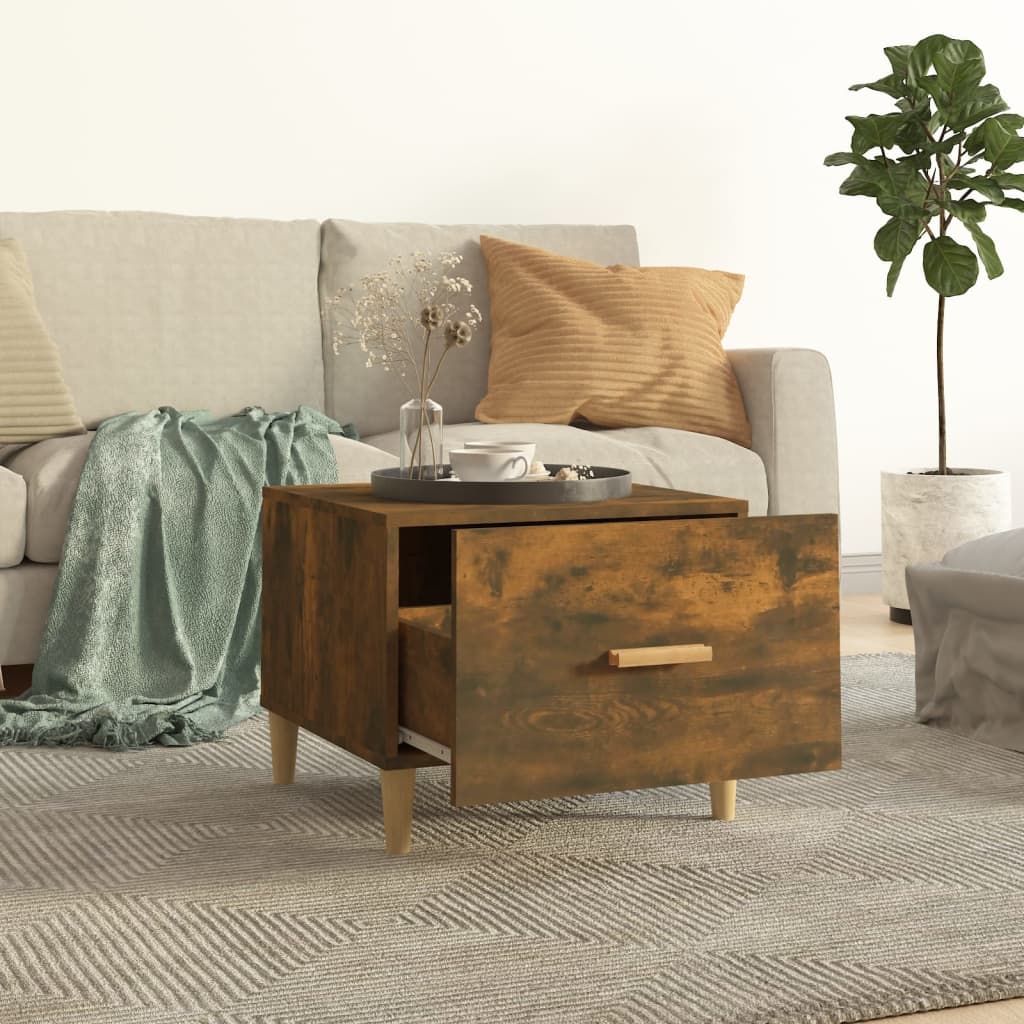 Coffee Table Smoked Oak 50x50x40 cm Engineered Wood