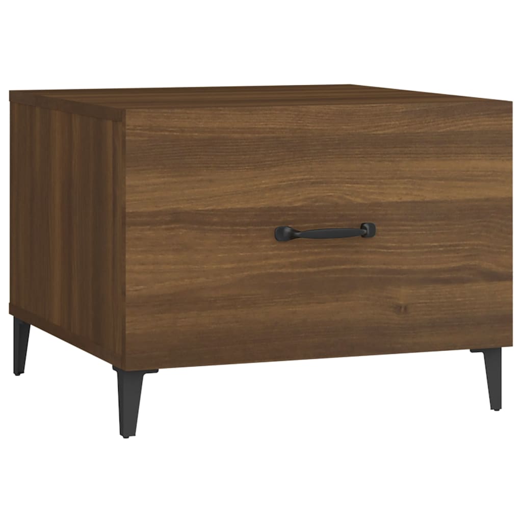Coffee Table with Metal Legs Brown Oak 50x50x40 cm