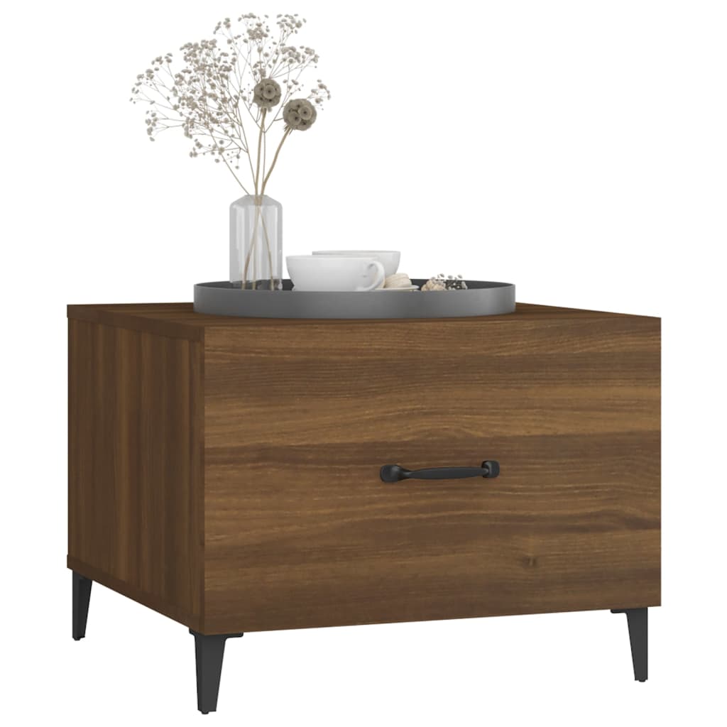 Coffee Table with Metal Legs Brown Oak 50x50x40 cm