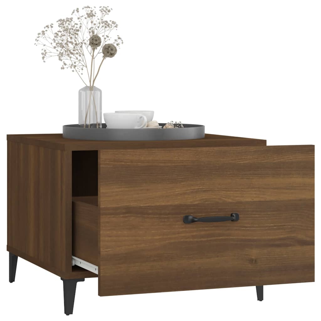Coffee Table with Metal Legs Brown Oak 50x50x40 cm
