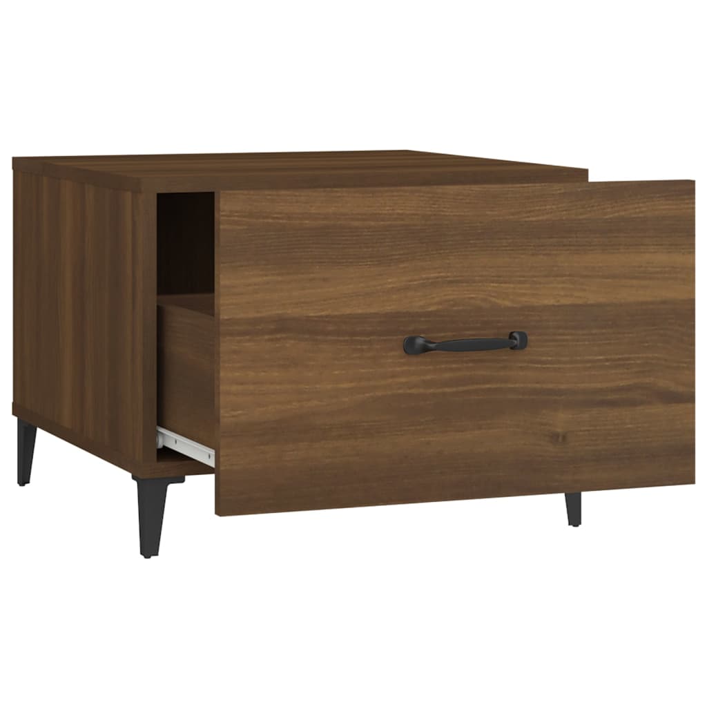 Coffee Table with Metal Legs Brown Oak 50x50x40 cm