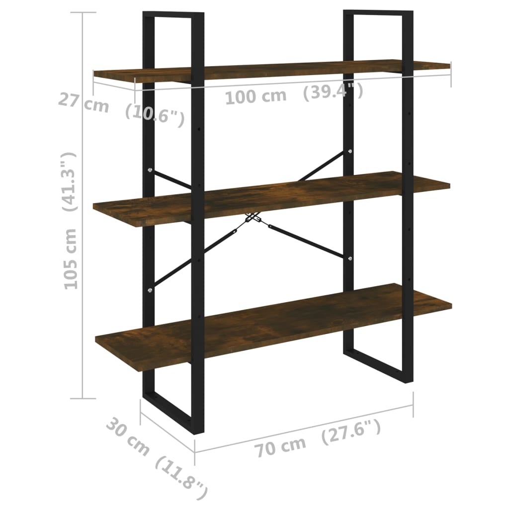Book Cabinet Smoked Oak 100x30x105 cm Engineered Wood
