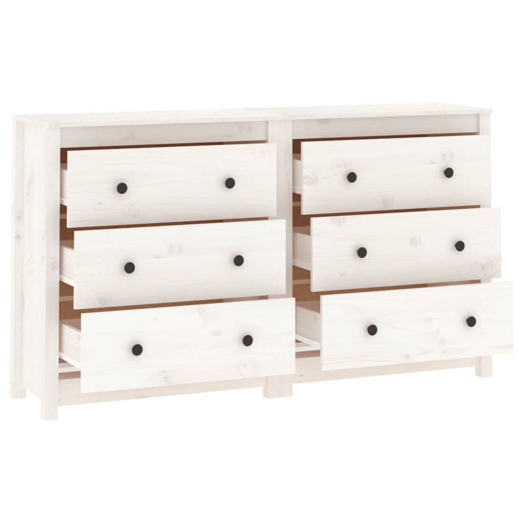 Sideboard White 140x35x80 cm Solid Wood Pine