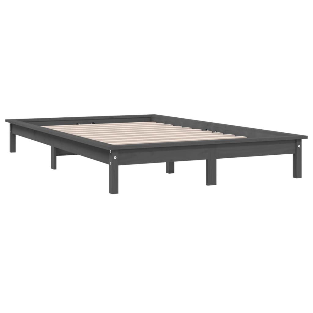 Bed Frame without Mattress Grey Solid Wood Pine King Size
